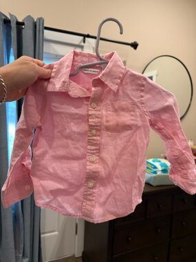 Janie and Jack Light Pink Long-Sleeve Button-Down Shirt